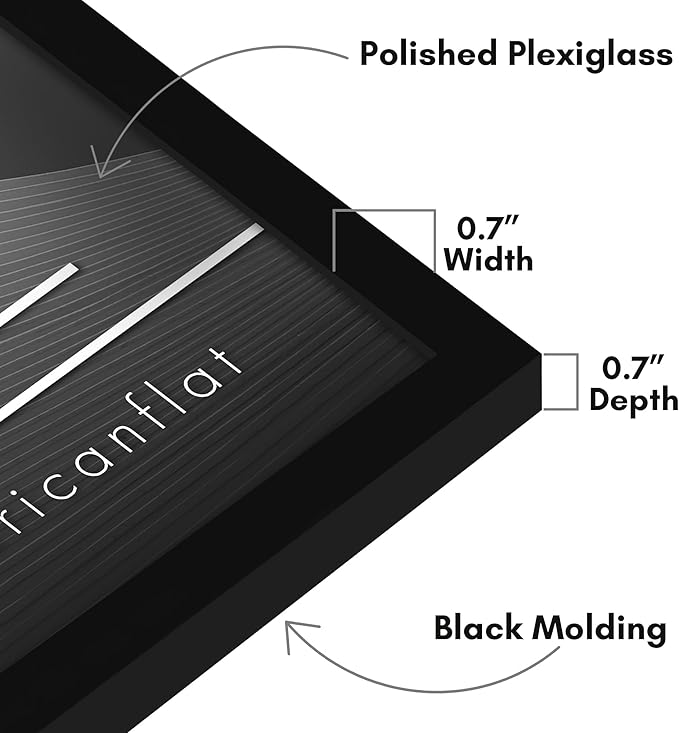 Americanflat 22x22 Picture Frame with Polished Plexiglass - Streamline Collection - Thin Border Square Frame for Wall Display - Hanging Hardware Included - Black