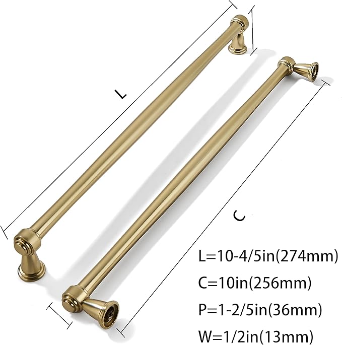 khtumeware 6 Pack 10 Inch(256mm) Champagne Bronze Cabinet Pulls Champagne Brass Kitchen Cabinet Handles Kitchen Cabinet Hardware for Cupboard Drawer Handles Dresser Pulls