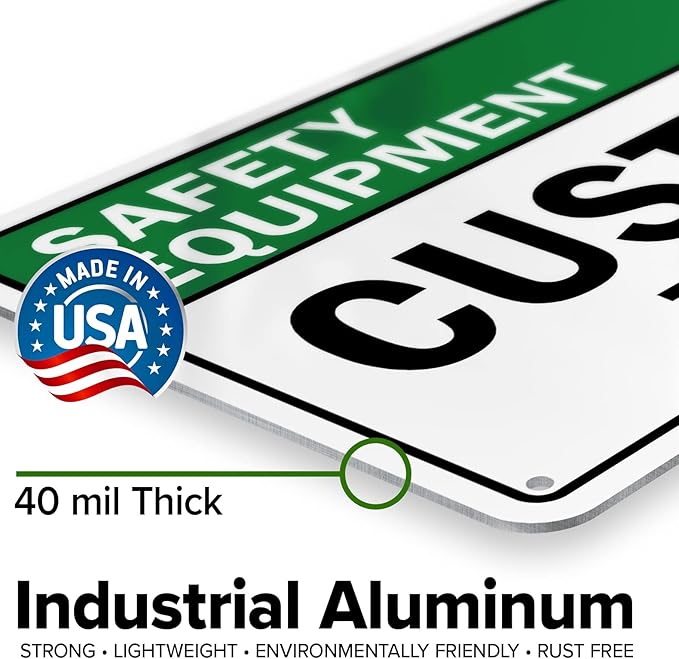 Custom Safety Equipment Sign, Ansi Sign, Osha Compliant, 7x10 Inches, Rust Free .040 Aluminum, Fade Resistant, Made in USA by My Sign Center