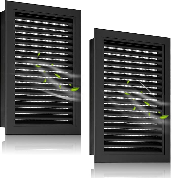 2-Pack 14"x20" Louvered Gable Vents – Rustproof Aluminum Attic Vents for Sheds, Containers, and Wall Use – 12"x18" Vent Opening for Fresh Airflow