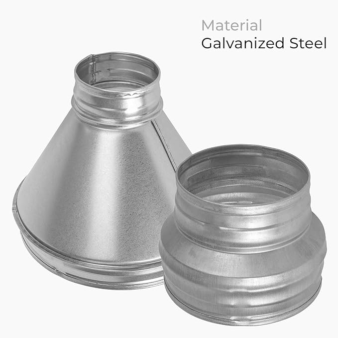 5" to 3" Inch Round Duct Reducer - Galvanized Steel Pipe Increaser - Coupling for Round Duct Ventilation Systems - Heating & Cooling, HVAC