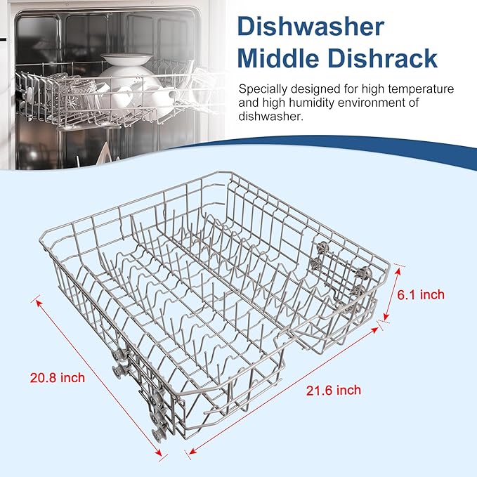 【2026 UPGRADED】DD82-01385A DD82-01385B Dishwasher Upper Rack Replacement Parts Fit for Samsung Dishwaher DW80R2031US, DW80R2031UG, DW80N3030US, DW80N3030UB, DW80N3030UW, DW80M2020US