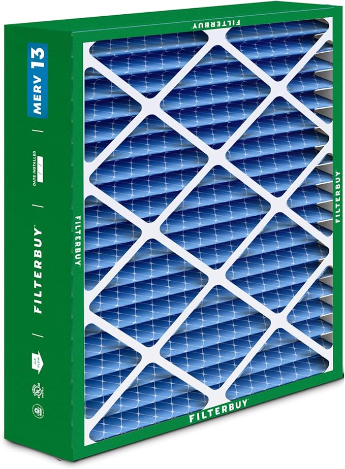Filterbuy 20x23x5 Air Filter MERV 13 Optimal Smoke & Allergy Defense (2-Pack), Pleated HVAC AC Furnace Filters for Bryant, Carrier, BDP, Day & Night, and Payne (Actual Size: 19.81 x 22.56 x 4.25)