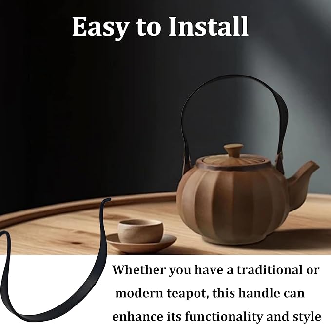 2PCS 3" U-Shape Stainless Steel Teapot Handle, Black External Buckle Replacement Handle for Ceramic Pottery Teapot Kettle Accessories