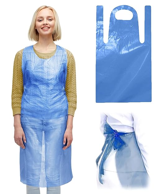 ABC PACK & SUPPLY Blue Plastic Disposable Aprons Adults for Painting, 28 x 46 Inches. Pack of 1000 Disposable Plastic Aprons, 1 Mil. Unisex Waterproof Polyethylene Painting Apron for Food Industry