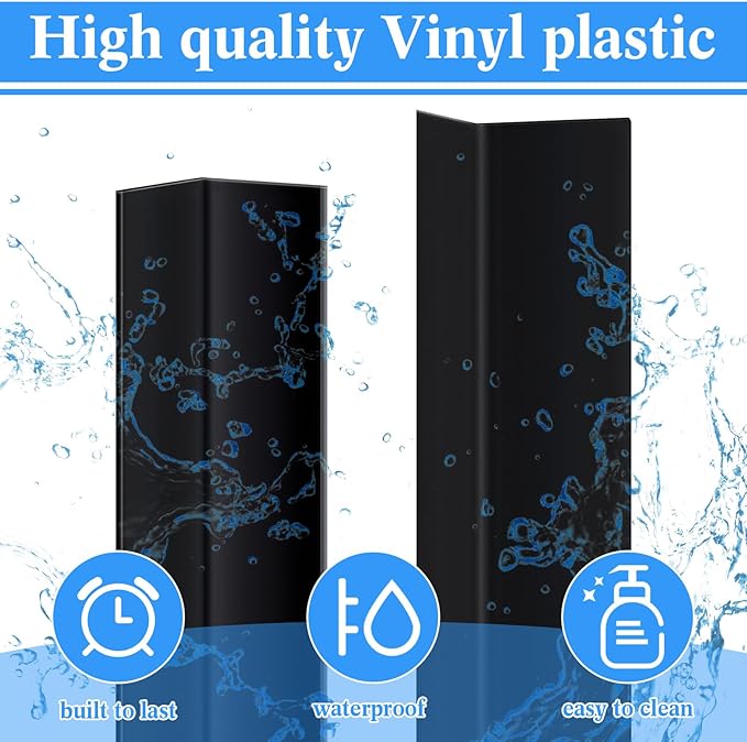 Sasylvia 10 Pcs Wall Corner Protector Guards, Vinyl 1-1/8 x 48 Inches Corner Trim Molding, Avoid Scratching Scuffs, Ease Install and Cleaning for Door Countertop Furniture Cabinet Protection, Black