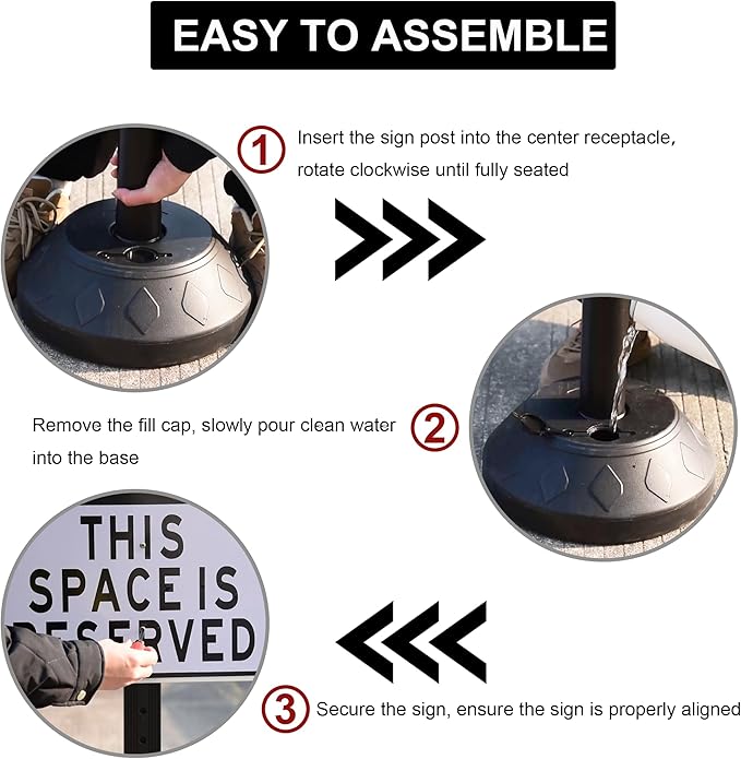 OrangeStar 6-Pack 41" Commercial Sign Holder with Water Weighted Base Set Kit, Portable Warning Sign Stand for Parking Lots, Construction Sites, Events, Includes Bolts & Nuts