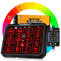 Auxbeam 12 Gang Switch Panel RGB RB120 Toggle Momentary Pulsed Dimmable Backlight Multifunction Switch Panel Two Sided Output for 12-24V Truck Offroad UTV ATV Car Marine Waterproof 2 Years Warranty