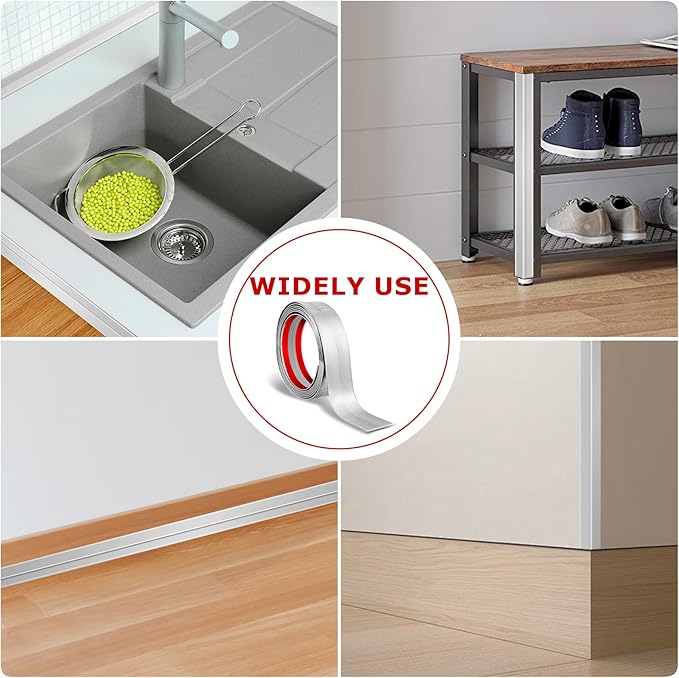 Flexible Wall Corner Protector Moulding Trim Peel and Stick Wall Corner Guards Edge Protector Self Adhesive Molding Trim Strip for Edge Ceiling (Silver, 0.8 in x 20 Ft)