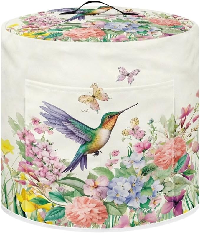 Appliance Dust Covers for Air Fryer & Pressure Cooker, Small Appliance Covers with Pockets Fits Pressure Cooker (6 Quart) and Extra Accessories - Hummingbird Floral