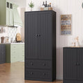 65" H Storage Cabinet, Farmhouse Kitchen Pantry Cabinet with 2 Doors & Adjustable Shelf, Handbag Storage Organizer for Living Room, Bathroom, Kitchen, Black
