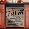 Vintage Farmhouse Burlap Pattern Dishwasher Cover - Decorative Magnet for Dishwasher Door - Kitchen