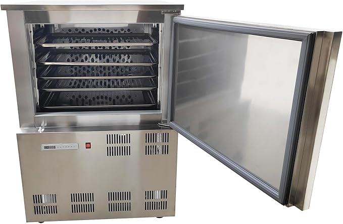 Commercial 5-Pan Blast Chiller Freezer Stainless Steel Commercial Chest Freezer -25℃~-45℃ 220V 1100W for Restaurant Kitchens Food Processing Plants & Fresh Produce Distribution Centers