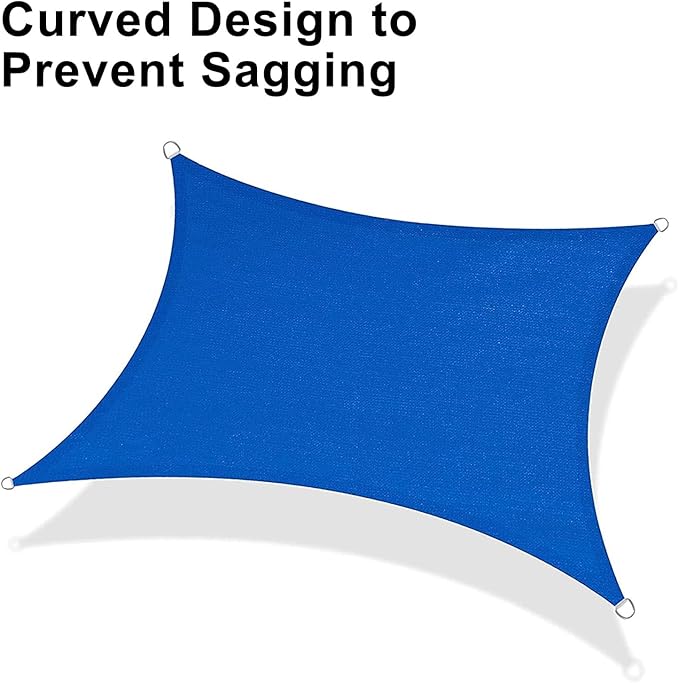 LOVE STORY 10' x 16' Blue Sun Shade Sail Rectangle SS-022 UV Block Shade Canopy Sunshade for Patio Garden Backyard (We Make Custom Size)
