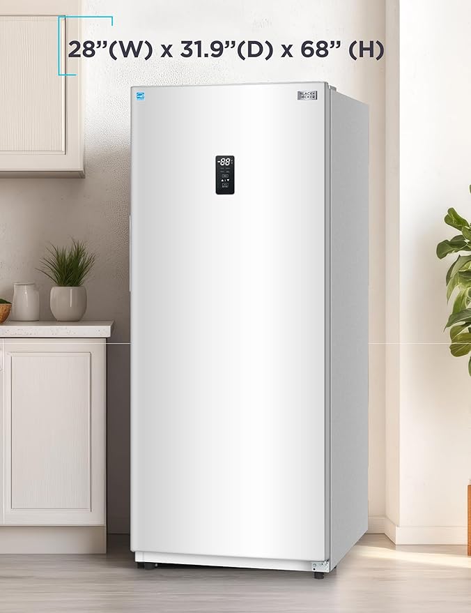 BLACK+DECKER 17 Cu. Ft. Convertible Freezer Refrigerator, Upright Freezer with Glass Shelves, ENERGY STAR rated, Frost Free, BUC1700XW, White