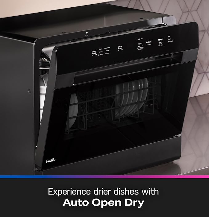 GE Profile Countertop Dishwasher, Energy Star, 6 place settings, 6 wash cycles, WiFi Connected, with Built-In Capabilities