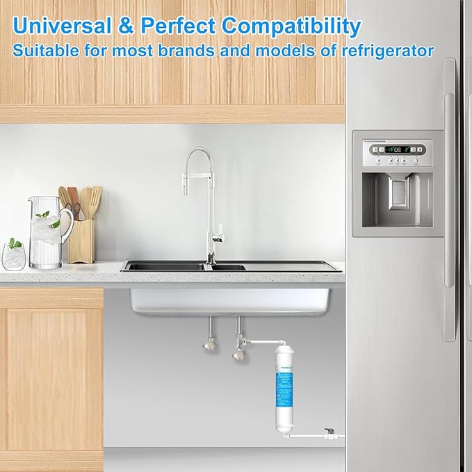 Inline Water Filter for Refrigerator and Ice Maker(1 Pack),1/4" Push Connect Post Carbon Filter Replacement for Reverse Osmosis Water System