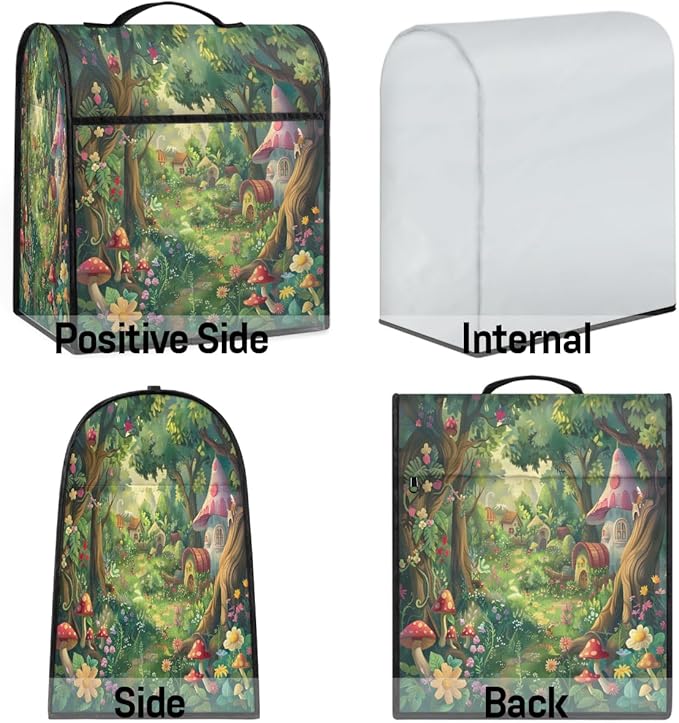 Kitchen Aid Mixer Cover Forest Castle Tree Stand Mixer Cover Compatible with 6-8 Quarts Stand Mixers, Dust Covers with Zipper Pocket Foldable Washable Kitchen Aid Organizer Bag