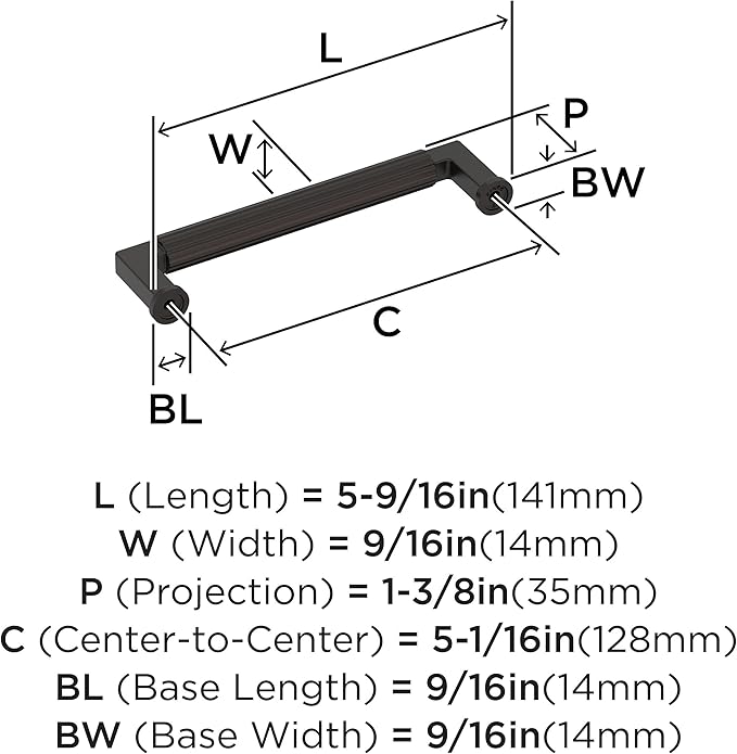 Amerock Ballard 5-1/16 inch (128mm) Center-to-Center Oil-Rubbed Bronze Cabinet Pull, BP37644ORB