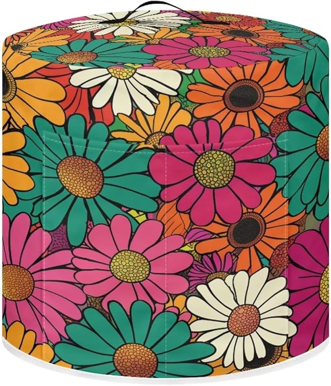 TODIYADDU Cartoon Daisy Electric Pressure Cooker Cover Round Protective Cover Bag with Pocket and Handle for or Rice Cooker Kitchen Small Appliance Dust Covers Holiday Present