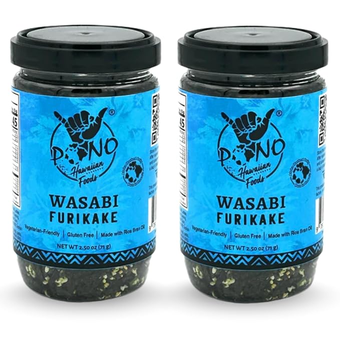 Pono Hawaiian WASABI NORI Furikake RiceSeasoning Premium Ingredients-Gluten-Free and Non-GMO-Multi Purpose Rice Seasoning–Free from Preservatives and Artificial Colors–Japanese Seasoning- 5 oz (142g)