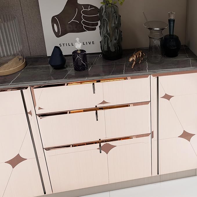 Rose Gold Contact Paper Peel and Stick Countertop Contact Paper Self-Adhesive Waterproof DIY Decor Wallpaper for Kitchen Backsplash Fridge and Cabinets A Set of 23.6"x240"