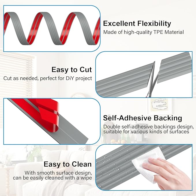 10FT Flexible Wall Corner Protector Moulding Trim, Peel and Stick Inside & Outside Wall Corner Guards Edge Protector,Self Adhesive Molding Trim Strip for Edge Ceiling