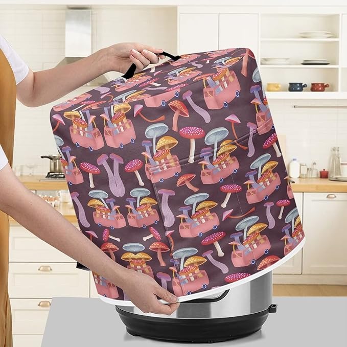 Flashideas Mushrooms Pressure Cooker Cover with Storage Pocket Compatible with 8 10 Quart Instant Pot, Durable Rice Cooker Air Fryer Accessories, Waterproof Kitchen Appliances Dust Cover
