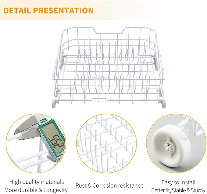 Allstare WD28X10384 Dishwasher Lower Rack Replacement Parts for GE Dishwasher Parts Lower Dishrack Assembly with Wheels GHDA485N10CS GLD4406R00BB GE Dishwasher Bottom Rack 22.2"D x 21.3"W x 7.3"H