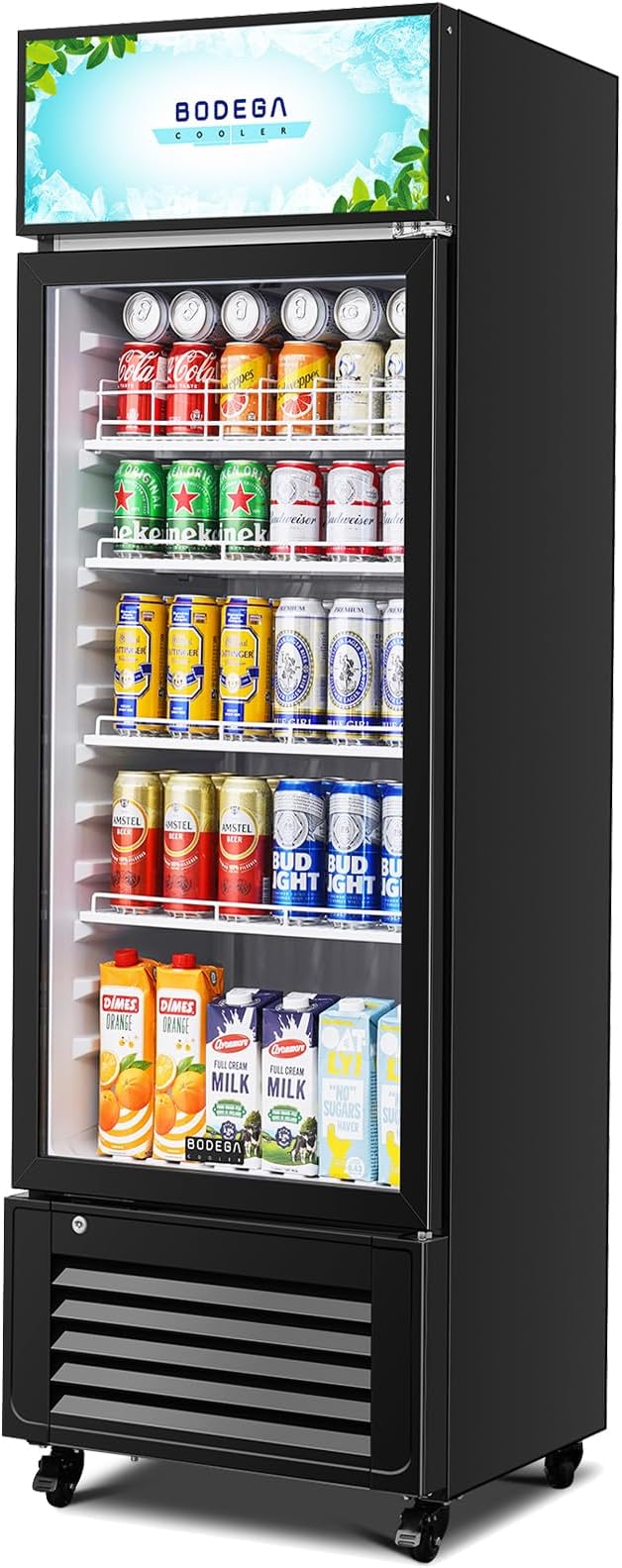 BODEGACOOLER Beverage Refrigerator and Cooler, 10.0 Cu.Ft. Commercial Refrigerator For Home & Kitchen, Office and Garage, Display Refrigerator with Adjustable Shelves and LED Light For Beer, Soda.
