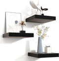 Square Floating Shelves for Wall 12"W x 12"D x 1.2"H, Small Engineered Wood Wall Shelves with Invisible Brackets for Living Room Bedroom Bathroom Office Kitchen Storage Decor, Black Finish, Set of 3