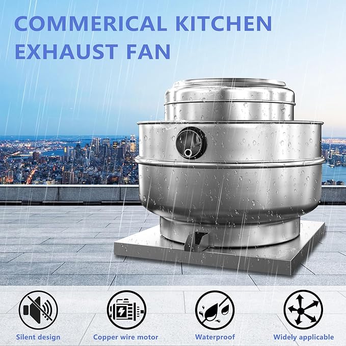 Low Profile Exhaust Hood System Includes a 6FT Stainless Steel Commercial Exhaust Hood and an 1HP Restaurant Canopy Hood Grease Rated Exhaust Fan