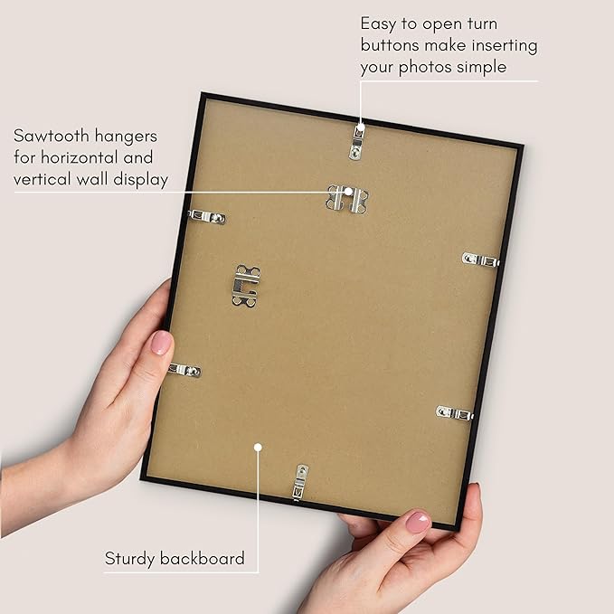 Americanflat 12x14 Picture Frame with Polished Plexiglass - Streamline Collection - Thin Border Picture Frame for Wall Display - Hanging Hardware Included - Black