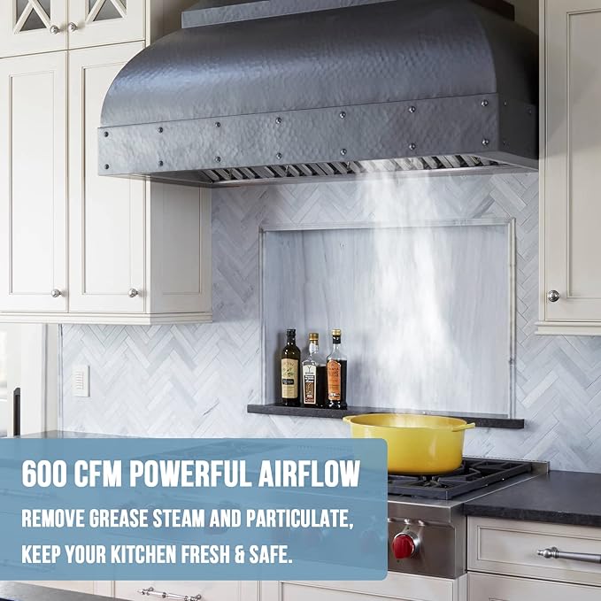 Akicon Range Hood Insert 30 Inch, Ultra Quiet, Powerful Suction Built-in Kitchen Vent Hood, Stainless Steel Ducted Stove Hood with Dimmable LED Lights, 3-Speeds 600CFM