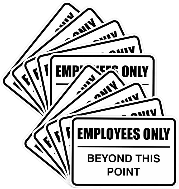 All Quality Classic Framed Employees Only Beyond This Point Wall or Door Sign | Easy to Install Business Signage - Large (White) 10 Pack
