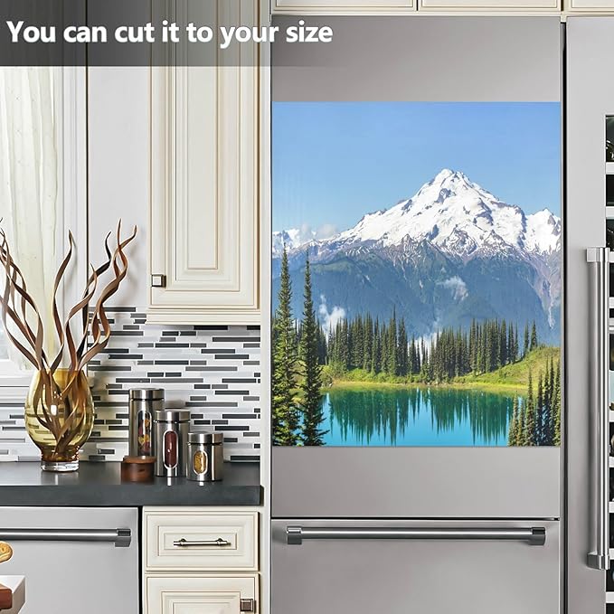 Dishwasher Cover Panel Lake and Mountain Landscape Dishwasher Magnet Cover Decorative Magnetic Refrigerator Sticker Decal Door Vinyl 23x26 in