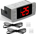 32-bit Enhanced XR02CX-4AAFBL Temperature Controller, Replaces Dixell XR02CX for 110-125V 50-60Hz Commercial Fridges/Freezers, Programmable Digital Thermostat, Voltage Protection & Reset, Red Screen