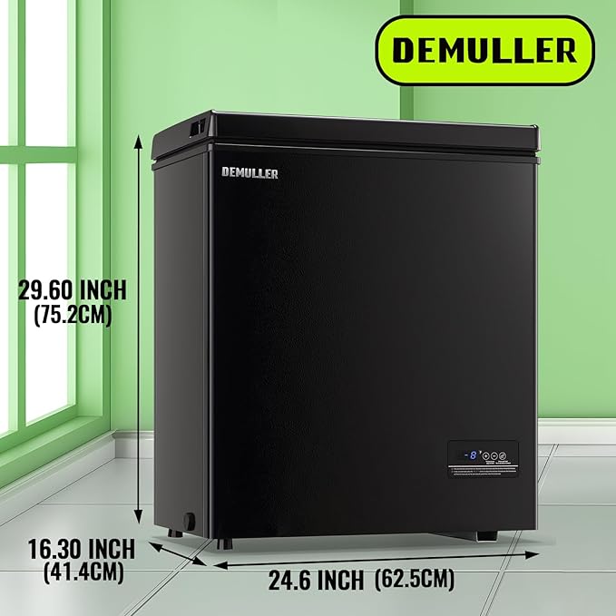 Small Mini Chest Freezer with 2 Hanging Baskets Electronic Control to 1℉Top Open Door Open Freezer Energy Saving Quiet Operation Perfect for Dorm, Garage and RVS, Black