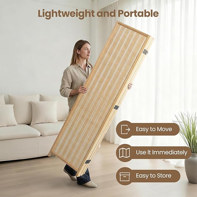 8 Panel Room Divider and Extra Wide Folding Privacy Screen, 126" W x 67" H, Bamboo Room Divider for Room Separation