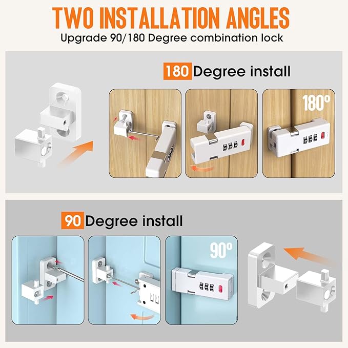 Keyless Cabinet Lock,Cabinet Password Locks with Luminous,3-Digit Combination Door Lock for Drawers, Barn Door, Bathroom, Outdoor, Closet, Fence,Protect Privacy(2PCS,White)
