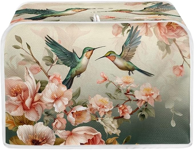 UNICEU Hummingbird Floral Print Toaster Covers 4 Slice Bread Maker Dust Cover Kitchen Small Appliance Dust Protector