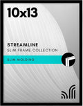 Americanflat 10x13 Picture Frame with Shatter-Resistant Glass - Streamline Collection - Thin Border Photo Frame for Tabletop and Wall Display - Hanging Hardware and Easel Stand Included - Black