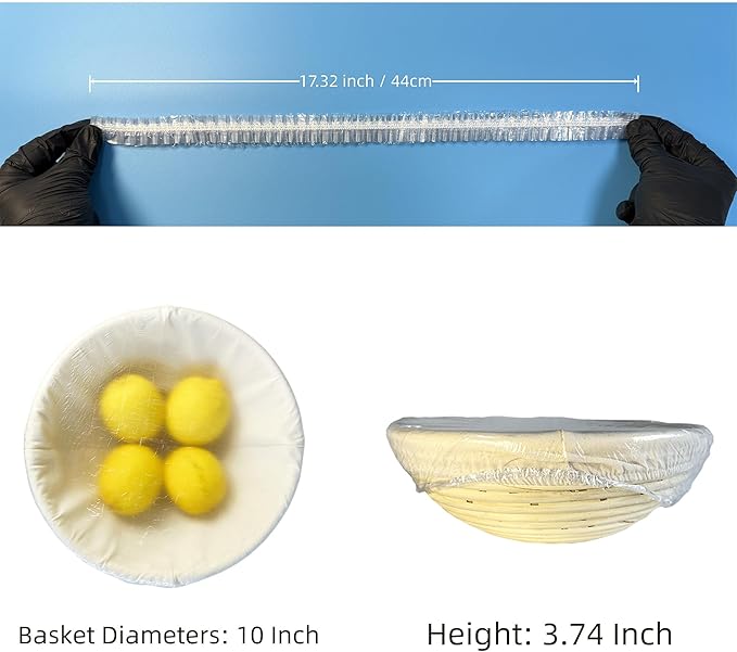 100 Boxed Bowl Covers Bread Proofing Plastic Wrap for Food Shower Caps for Sourdough Bread Baking Rising Elastic Reusable BPA Free Food Grade (Diameter 11")
