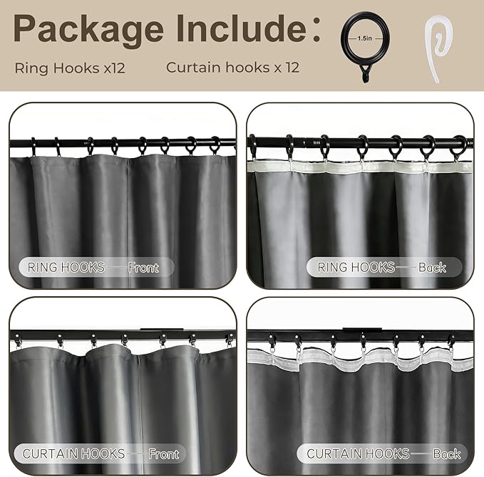Room Divider Blackout Curtain Track Curtains Wall Dividers Panels Screen for Living Rooms Bedroom Office Privacy Partition Separation, W52 × L108 Inch,1 Panel, Grey