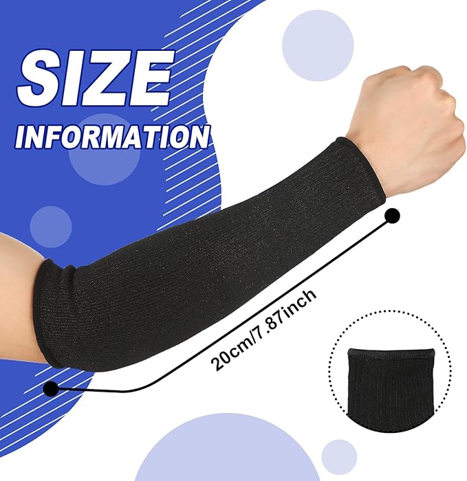 Sintege 3 Pairs Arm Protectors for Thin Skin and Bruising Cut Resistant Forearm Sleeve Level 5 Arm Burn Protection Sleeve (Light Blue, Dark Blue, Black,12.6 Inch)