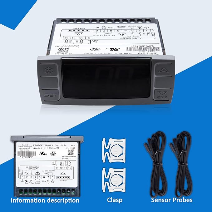 for Dixell XR06CX-4AAGILS Temperature Controller, Upgraded Version, Large Digital Display,Fit for 120V 50-60hz Commercial Refrigerators/Freezer (4N1F1 Upgrade-Large Print)