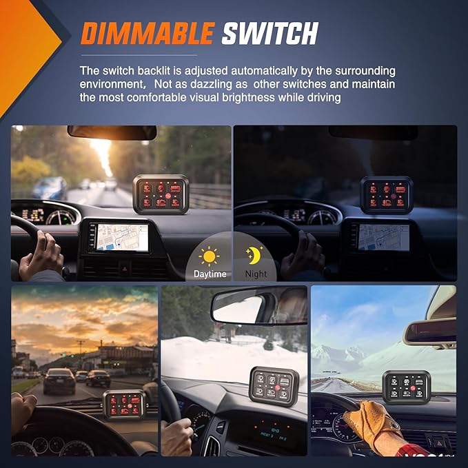 Nilight 6 Gang Switch Panel Universal Circuit Control Relay System with Fuse Wiring Harness Automatic Dimmable ON-Off LED Pod for Cars Trucks Boats ATV UTV SUV