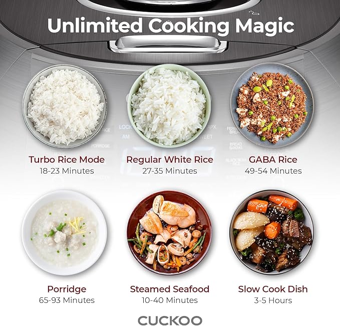 CUCKOO High Pressure Rice Cooker 6-Cup Uncooked / 12-Cup Cooked with Induction Heating Technology, Versatile Rice Maker with 21 Menu Options and Steam Plate, Voice Guide, Dark Gray (CRP-DHSR0609FD)