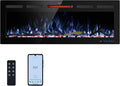 45" WiFi Electric Fireplace Inserts, Recessed and Wall Mounted Fireplace Heater W/Adjustable Flame Color & Brightness, Thermostat, 9H Timer, App and Remote Control, 750/1500W