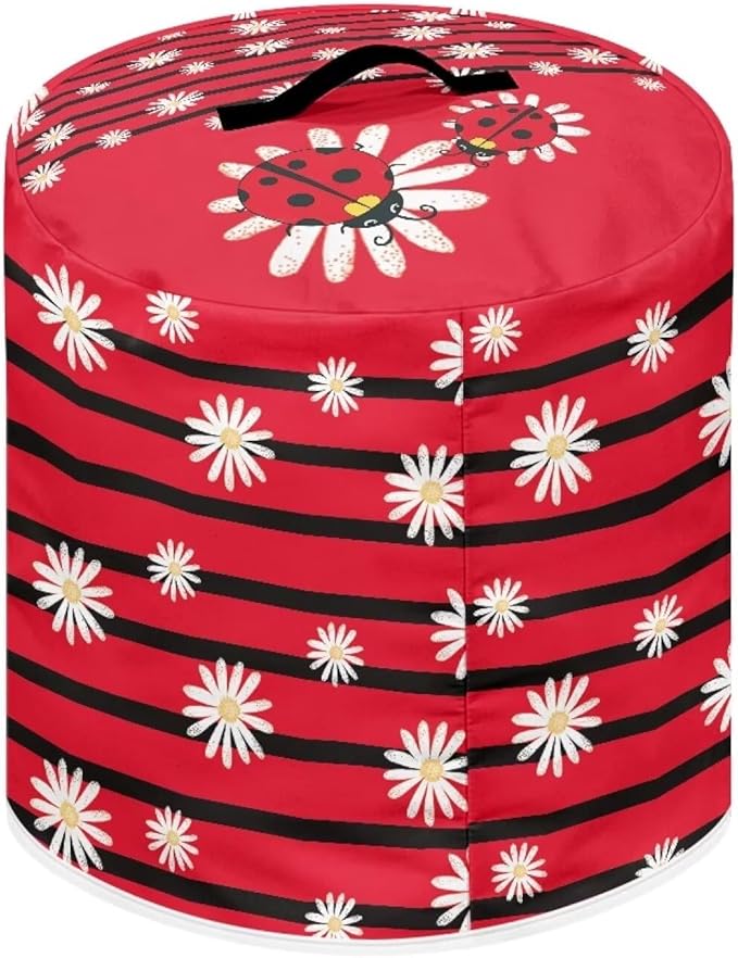 TODIYADDU Ladybug Air Fryer Cover Dust Cover Daisy Floral Instant Pot Pressure Cooker Cover Compatible with Most Kitchen Appliances Exquisite Instant Pot Pressure Cooker Accessories Nice Gifts